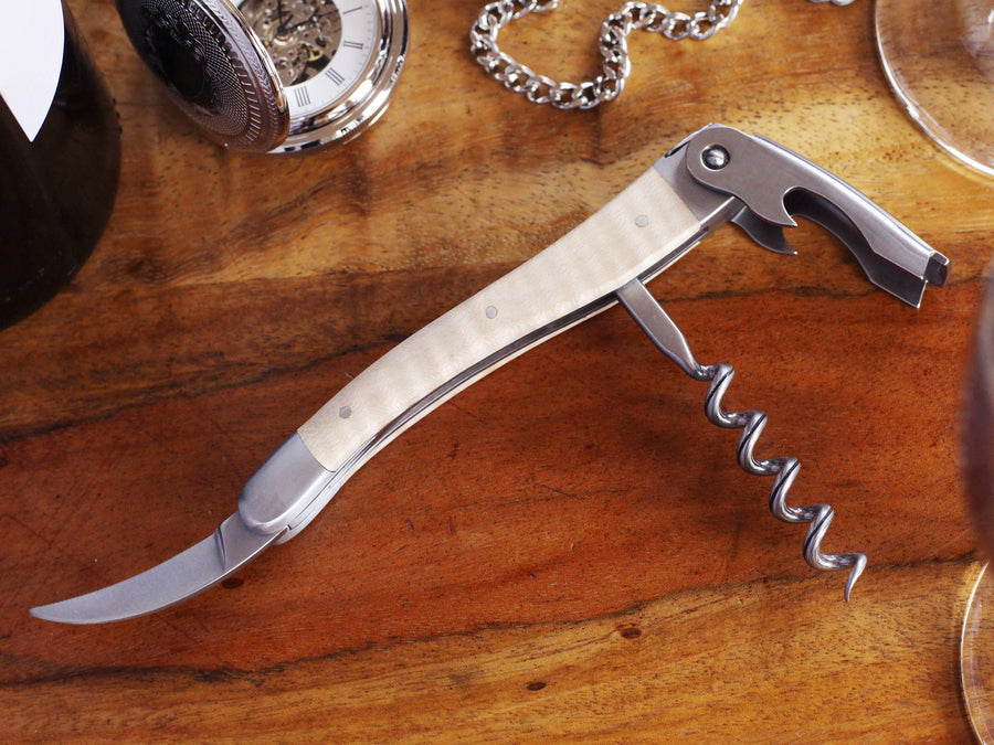 Chateau Laguiole Corkscrew, Maple Wood Handle Wine Opener, Personalized Groomsman Gift,  Engraved Bottle Openers,  Corkscrew Opener
