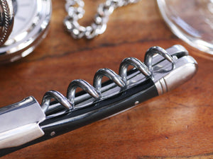 Chateau Laguiole Corkscrew, Black Horn Handle Wine Opener, Personalized Groomsman Gift,  Engraved Bottle Openers,  Corkscrew Opener