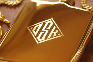 Yellow Gold Personalized Flask, Engraved Yellow Gold Flask, Personalized Groomsman or Bridesmaid Flask, Best Man Engraved Flask
