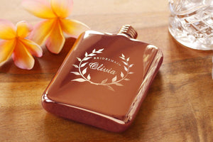 Gift For Her, Engraved ROSE Gold Flask, Personalized  Bridesmaid Flask