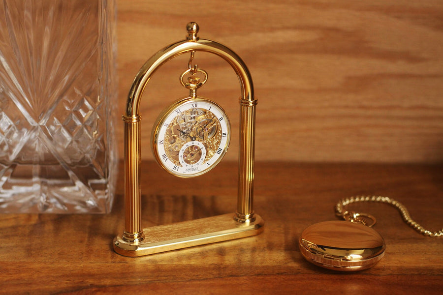 Gold Pocket Watch Display Stand Anniversary Gift For Him