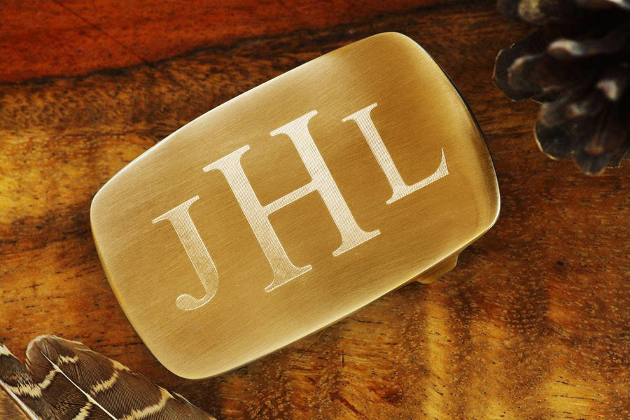 Engraved Brass Belt Buckle, Personalized Groomsman Satin Gold Belt Buckle