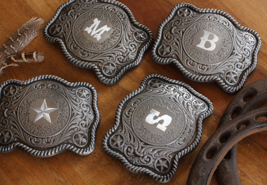 Factory Second Personalized Initial Belt Buckle, Vintage Custom Belt Buckle, Antique Belt Buckle with Initial Gift for Him Horoscope Sign