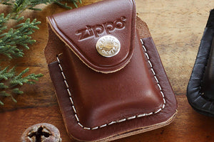 Leather Official Zippo© BROWN Leather Lighter Case