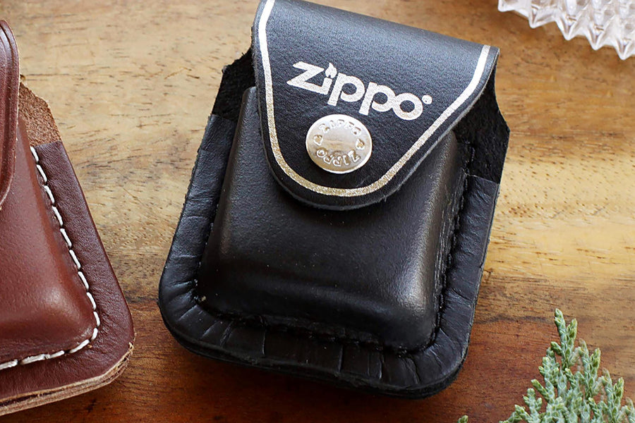 Leather Official Zippo© BLACK Leather Lighter Case