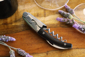 Wine Enthusiast Laguiole Opener, Black Horn Handle Wine Opener, Personalized Groomsman Gift,  Engraved Bottle Openers,  Corkscrew Opener