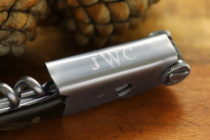 Wine Enthusiast Laguiole Opener, Black Horn Handle Wine Opener, Personalized Groomsman Gift,  Engraved Bottle Openers,  Corkscrew Opener