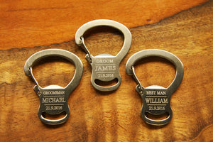 Carabiner Bottle Opener, Groomsmen Personalized Keychain Bottle Opener, Groomsman Custom Engraved Gift Keychain for Him