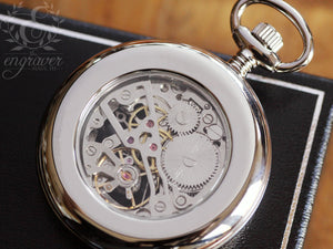 Mount Royal Open Face Skeleton Silver Pocket Watch