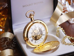 Mount Royal Open Face Skeleton Silver Pocket Watch