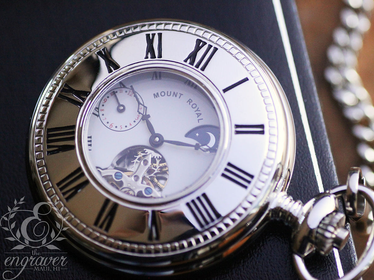 Mount Royal Sun and Moon Silver Mechanical Pocket Watch | Half Hunter ...