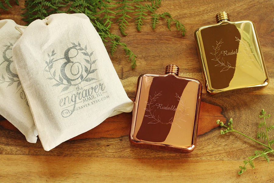 Bridesmaid Flask - Engraved ROSE Gold Flask - Personalized  Bridesmaid Flask - Maid of Honor Flask