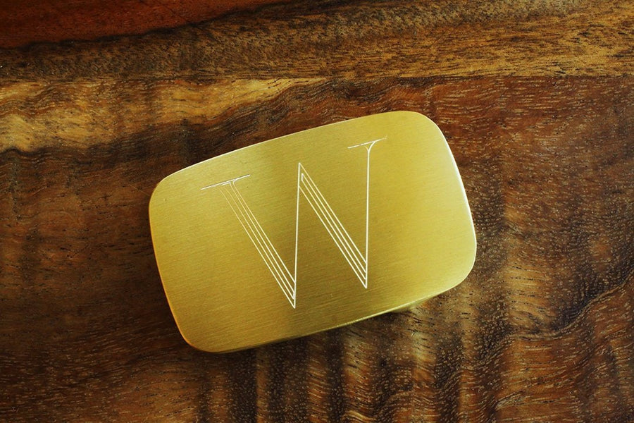 Engraved Brass Belt Buckle, Personalized Groomsman Satin Gold Belt Buckle