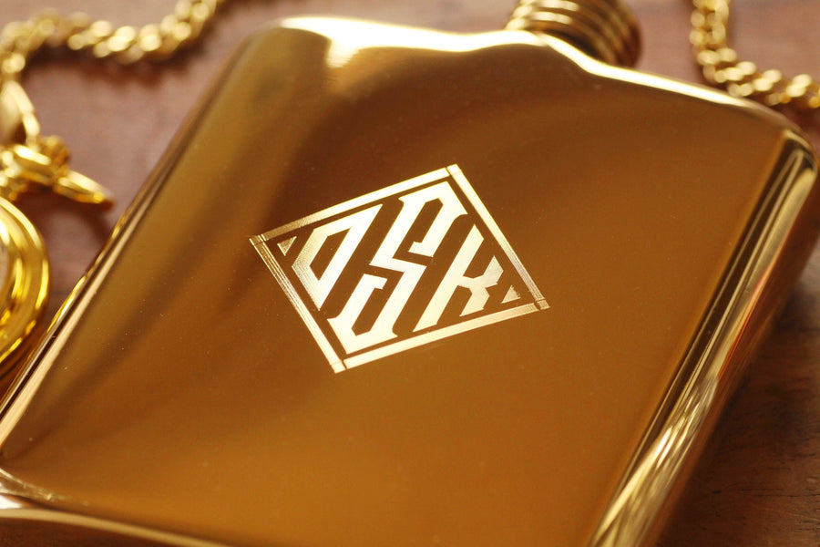 Gold Personalized Flask - Engraved Gold Flask - Personalized Groomsman or Bridesmaid Flask - Best Man Engraved Flask - High Quality Flasks