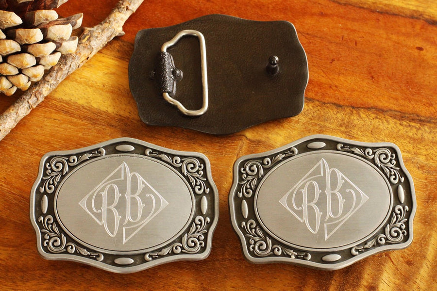 Engraved MONOGRAM Belt Buckle, Personalized Belt Buckle, Groomsman Belt Buckle, Cowboy Belt Buckle