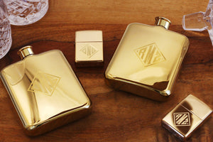 Yellow Gold Personalized Flask - Engraved Yellow Gold Flask - Personalized Groomsman or Bridesmaid Flask - Best Man Engraved Flask