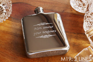 Chrome Silver Personalized Flask With Funnel and Gift Box - Funnel Included - Engraved Silver Flask - Personalized Groomsman Flask