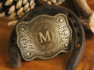 Made in USA Personalized Belt Buckle, Groomsman Belt Buckle, Cowboy Belt Buckle, Brass Finish