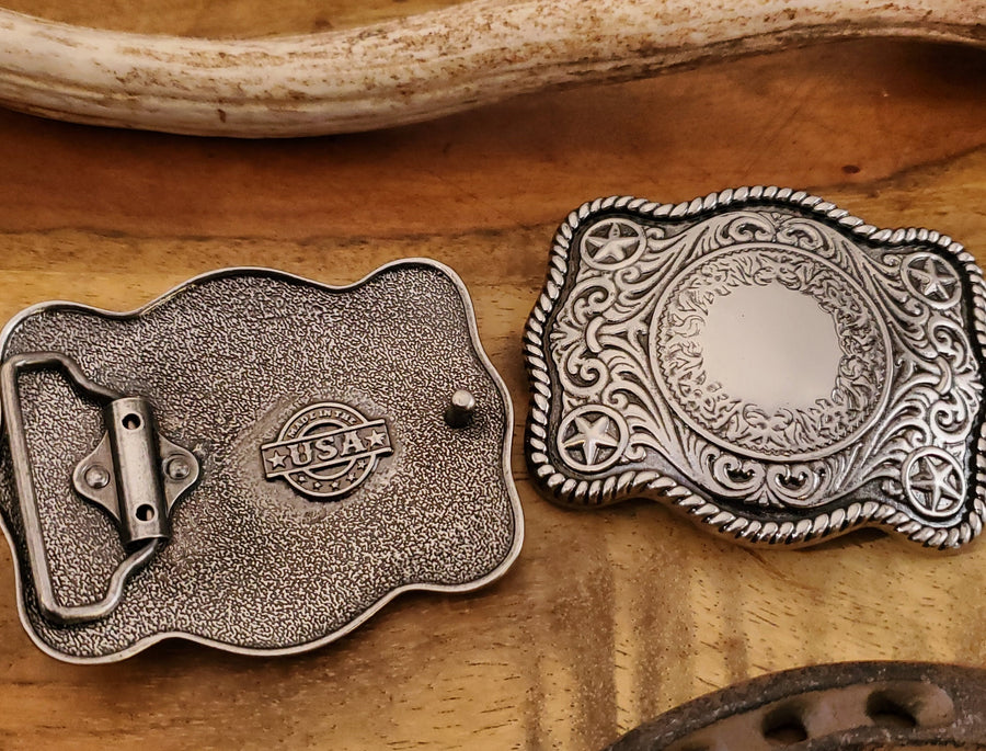Made in USA Personalized Silver Belt Buckle, Groomsman Belt Buckle, Cowboy Belt Buckle, Mirror Finish