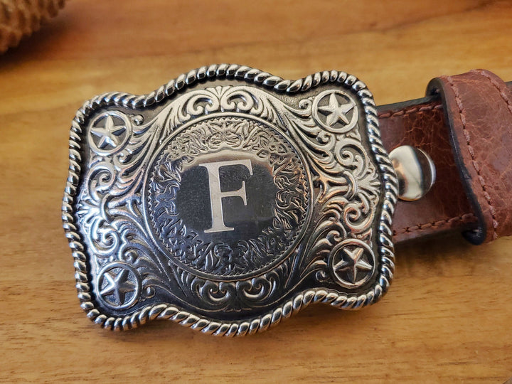 Engraved Solid Steel Belt Buckle - Personalized Satin Silver Belt Buckle -  Groomsman Belt Buckle - Cowboy Belt Buckle - Belt Buckle For Him